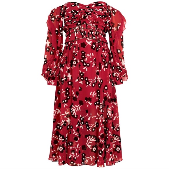 NWT Self-Portrait Floral Print Strapless Dress - Picture 2 of 6